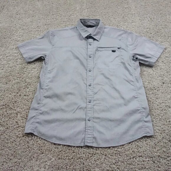 Arcteryx Shirt Mens Medium Gray Button Up Front Zip Pocket Outdoors Casual - Picture 1 of 5